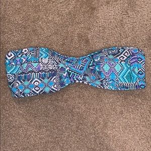 Bandeau swim top and bottoms.